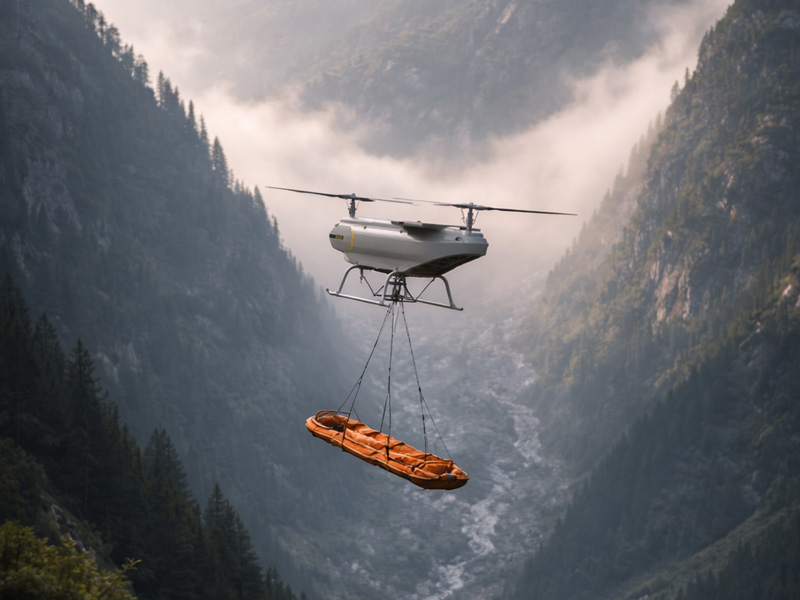 Drones Transport Injured People in Mountainous areas