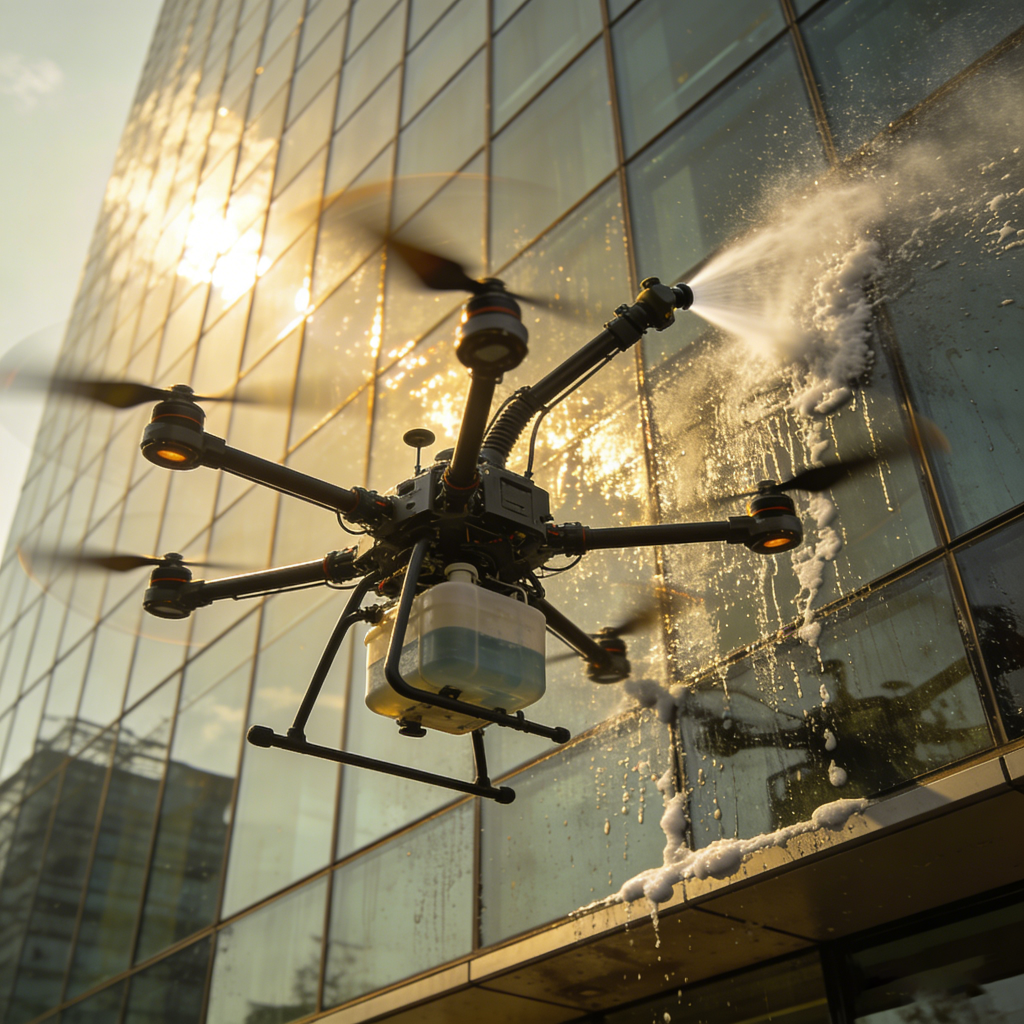 building cleaning drone cleaning high-rise glass facade