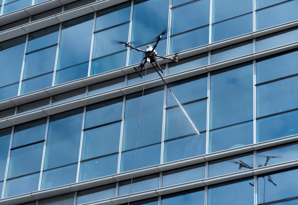 cleaning drone for high rise glass cleaning