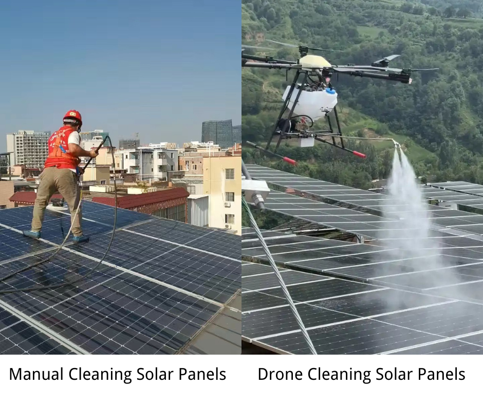 manual vs drone cleaning solar panels
