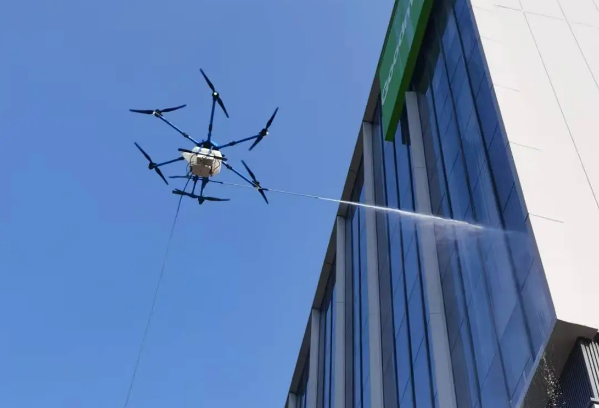 cleaning drone for high rise glass cleaning