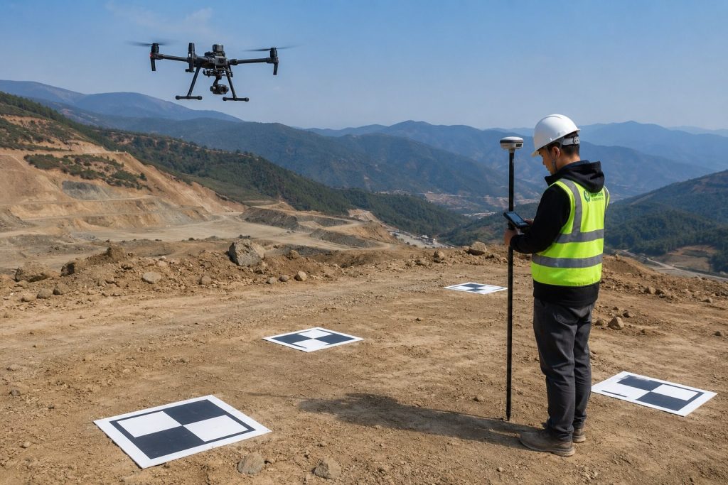 Drone topographic surveying with RTK ground control points for accurate UAV mapping