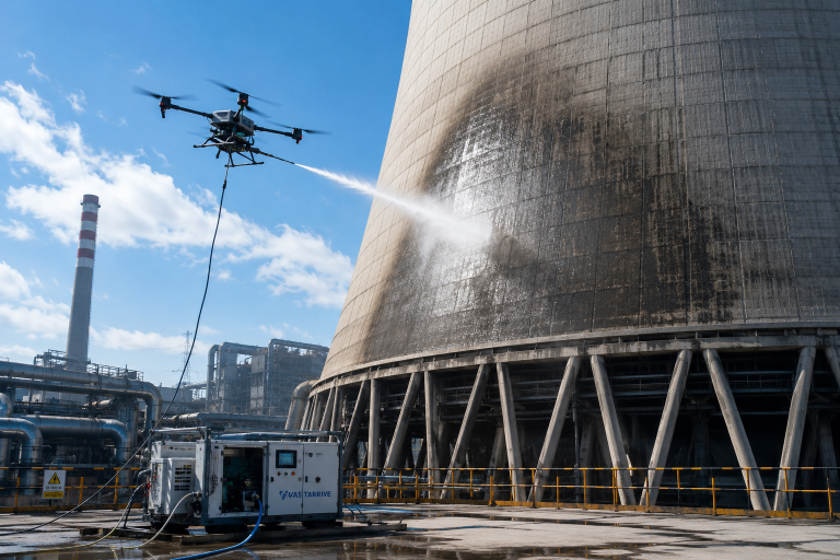 Using Cleaning Drones for Cooling Tower Cleaning