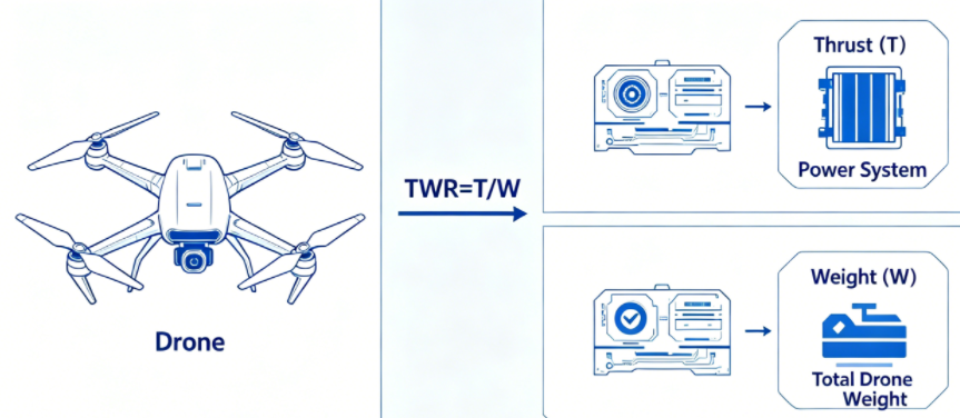 drone thrust to weight ratio
