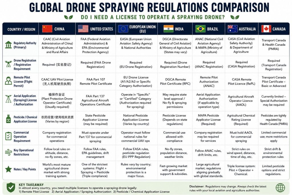 global uav spraying law comparison