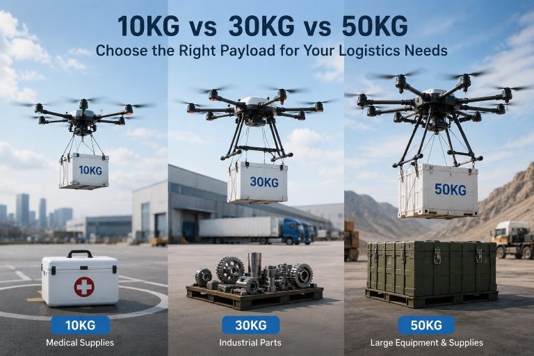 10kg vs 30kg vs 50kg logistics drones comparison