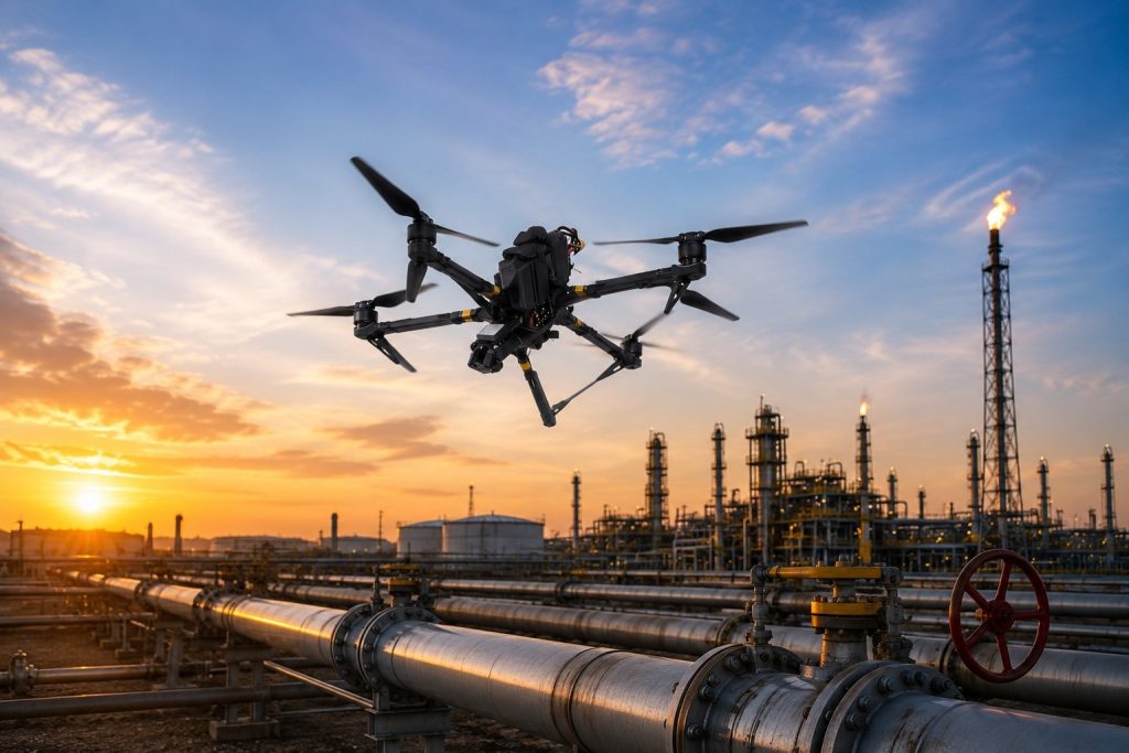 Drone methane leak detection at an oil and gas pipeline