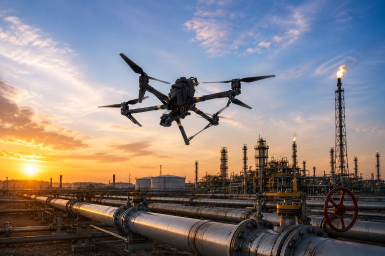 Drone methane leak detection at an oil and gas pipeline