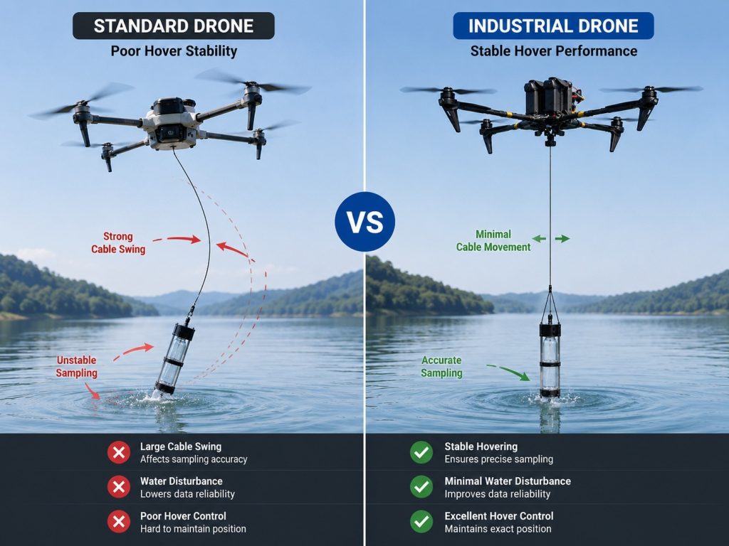Stable hovering improves drone water sampling accuracy