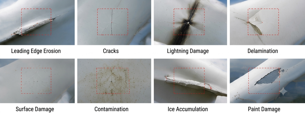 defects of wind turbine blade inspection drones detect