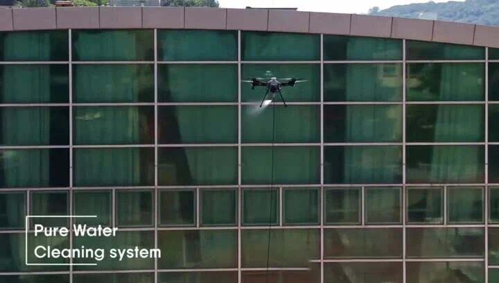 MJC exterior glass pure water cleaning system in operation