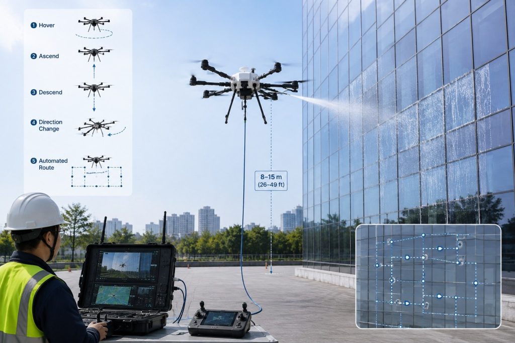 Outdoor flight test of cleaning drone
