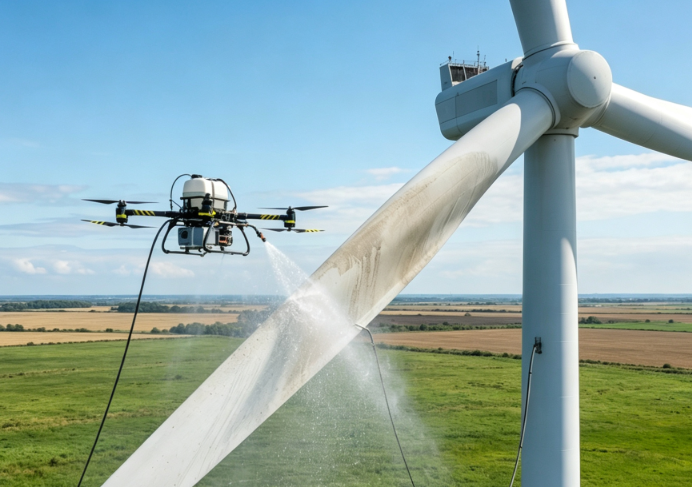 drone for wind turbine cleaning