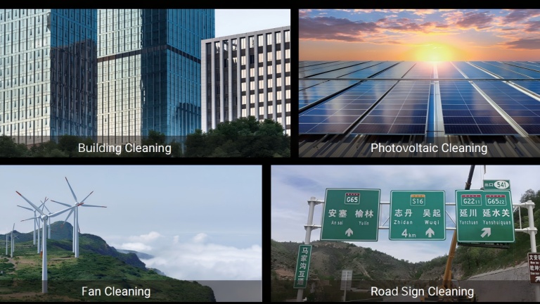 Cleaning drone application scenarios for building solar and wind power