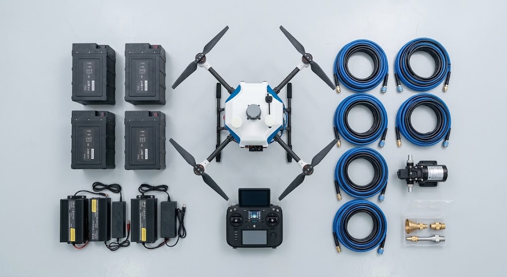 Cleaning drone full kit with batteries pump and hoses
