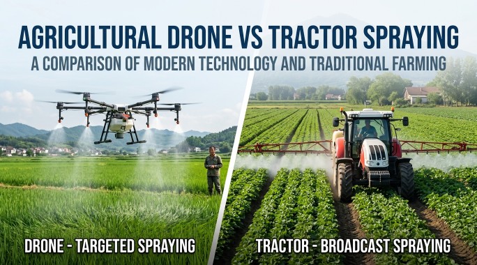 agricultural drone vs tractor spraying
