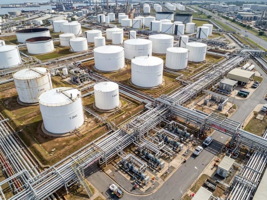 Drone inspection planning for a fuel storage tank farm
